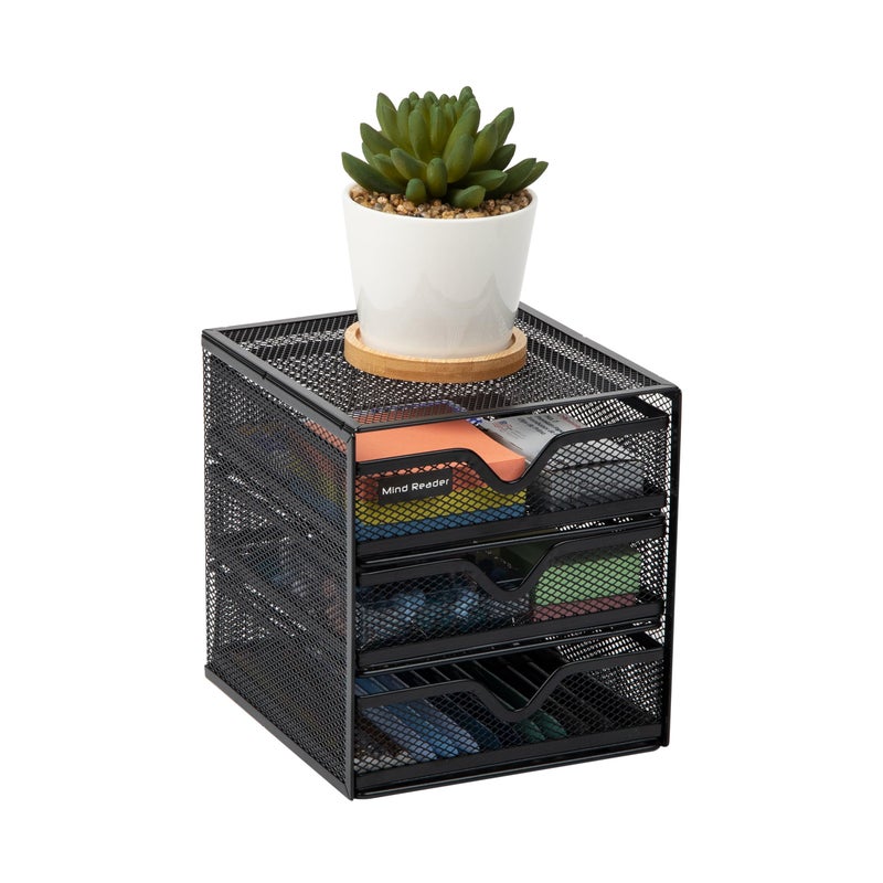 Mind Reader Desktop Accessory Storage, Desk Supplies, Organizer, Office, Metal Mesh, 6.25" L x 6.5" W x 6.5" H, Black - Image 4